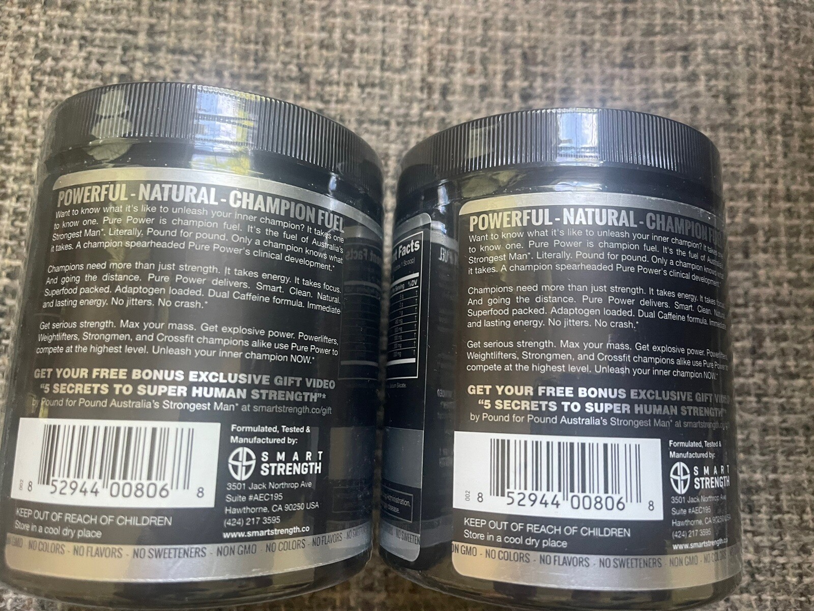 PURE POWER NATURAL PRE-WORKOUT Supplement: Unflavored 315g – 11.1 oz