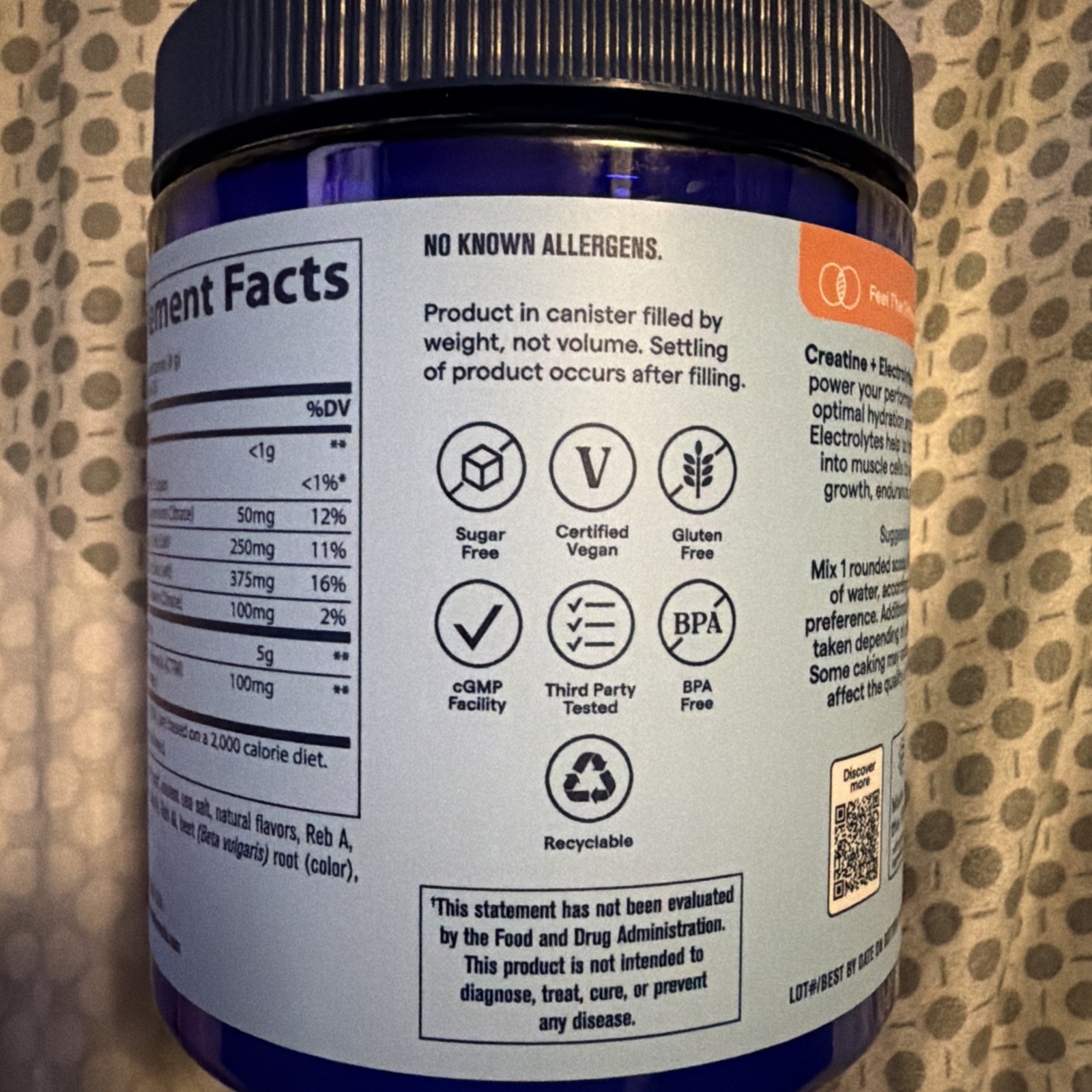 Trace Minerals Creatine + Electrolytes Powder, Hydro Pak, Orange Mango, 30 Srvg