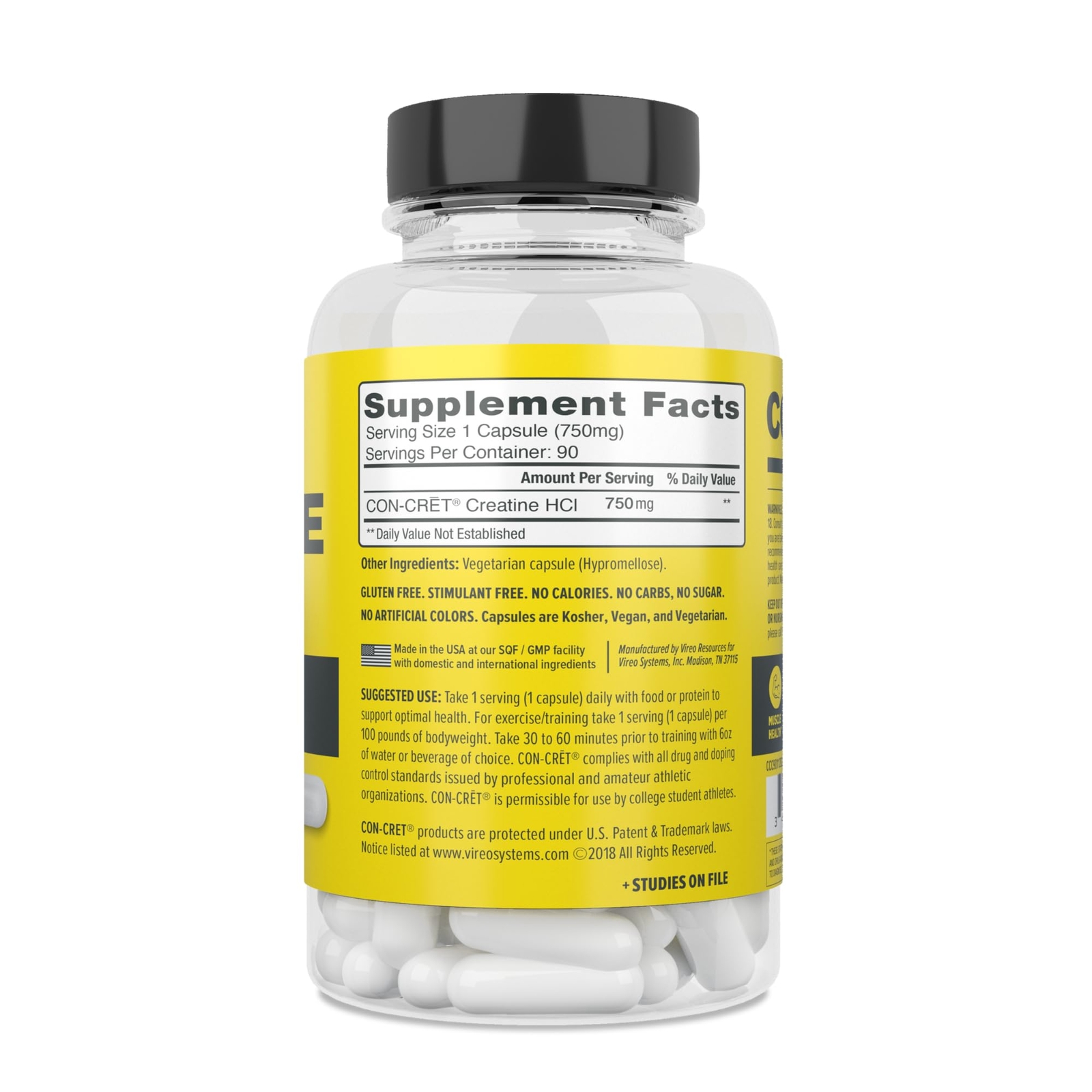 CON-CRET Creatine HCl Capsules | Muscle Cognitive Cellular Energy Support | N…