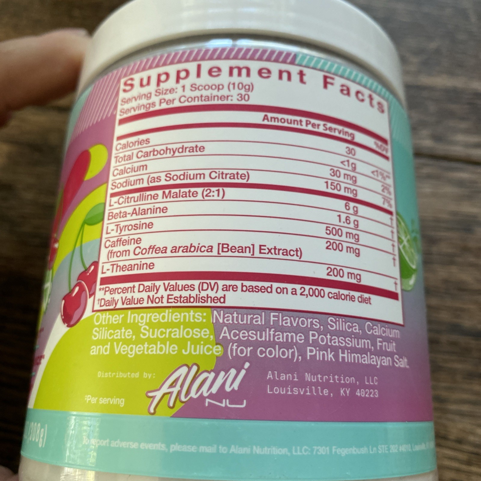 Alani Nu Pre-Workout Cherry Twist 30 Servings 200mg Caffeine Pink Salt NEW