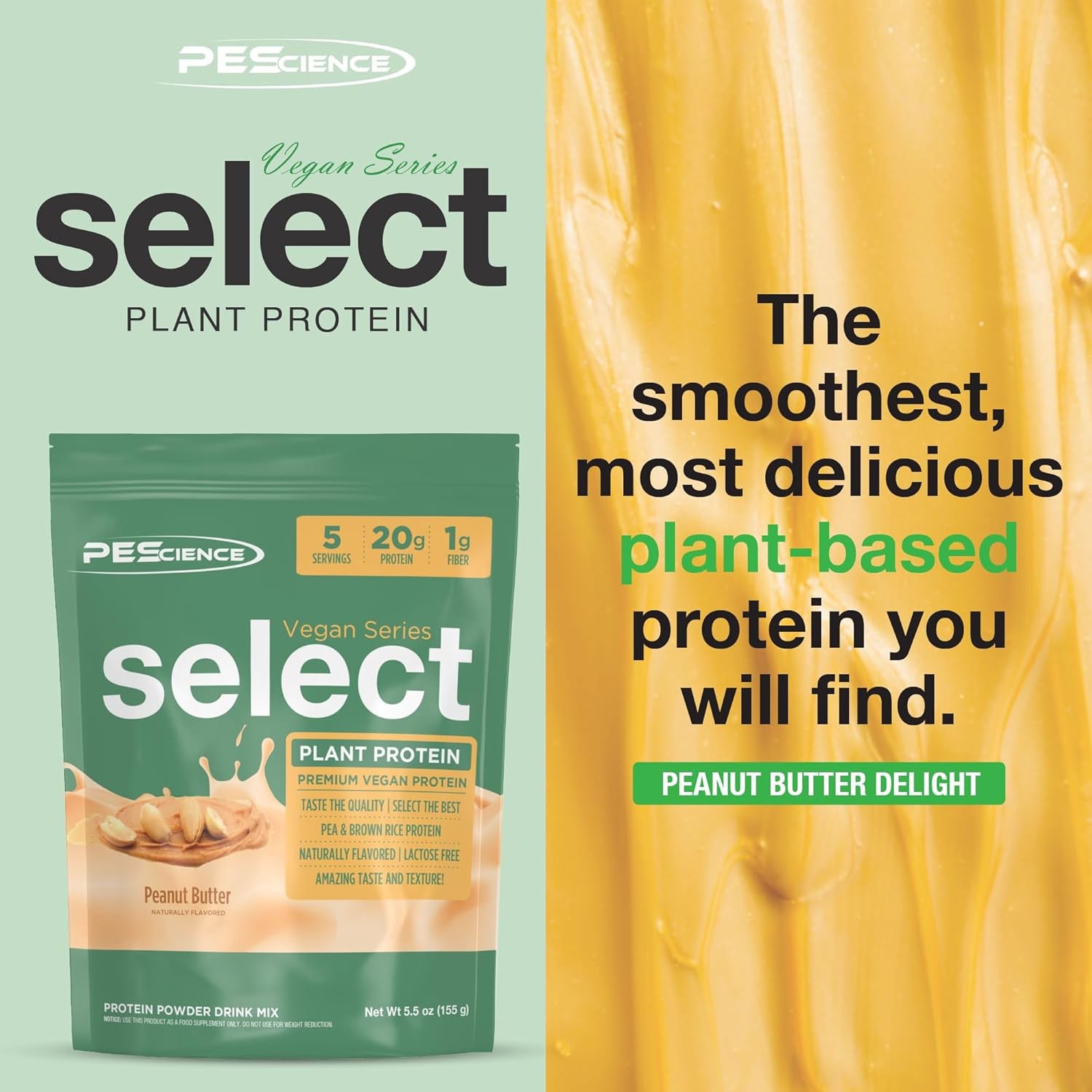 Plant-Based Vegan Protein Powder: Pea + Rice Protein Blend, Gluten/Dairy/Soy
