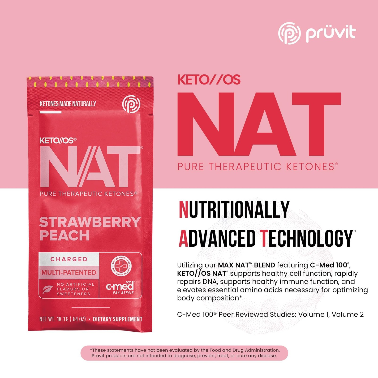 Keto//OS NAT® Strawberry Peach Keto Supplements – Charged – Exogenous Ketones…