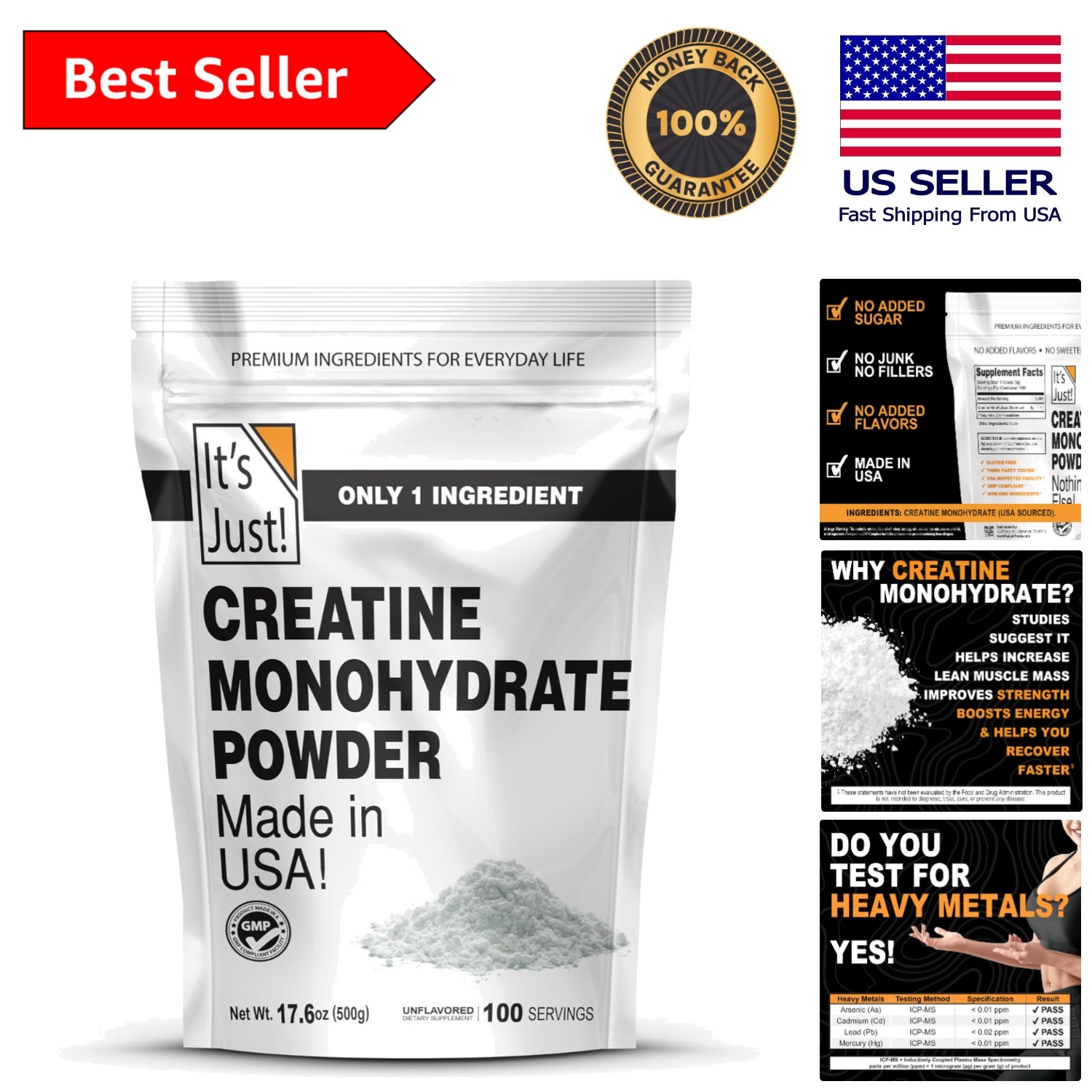 Micronized Creatine Monohydrate Powder – 500g Canister, 5g Easy Mix Serving