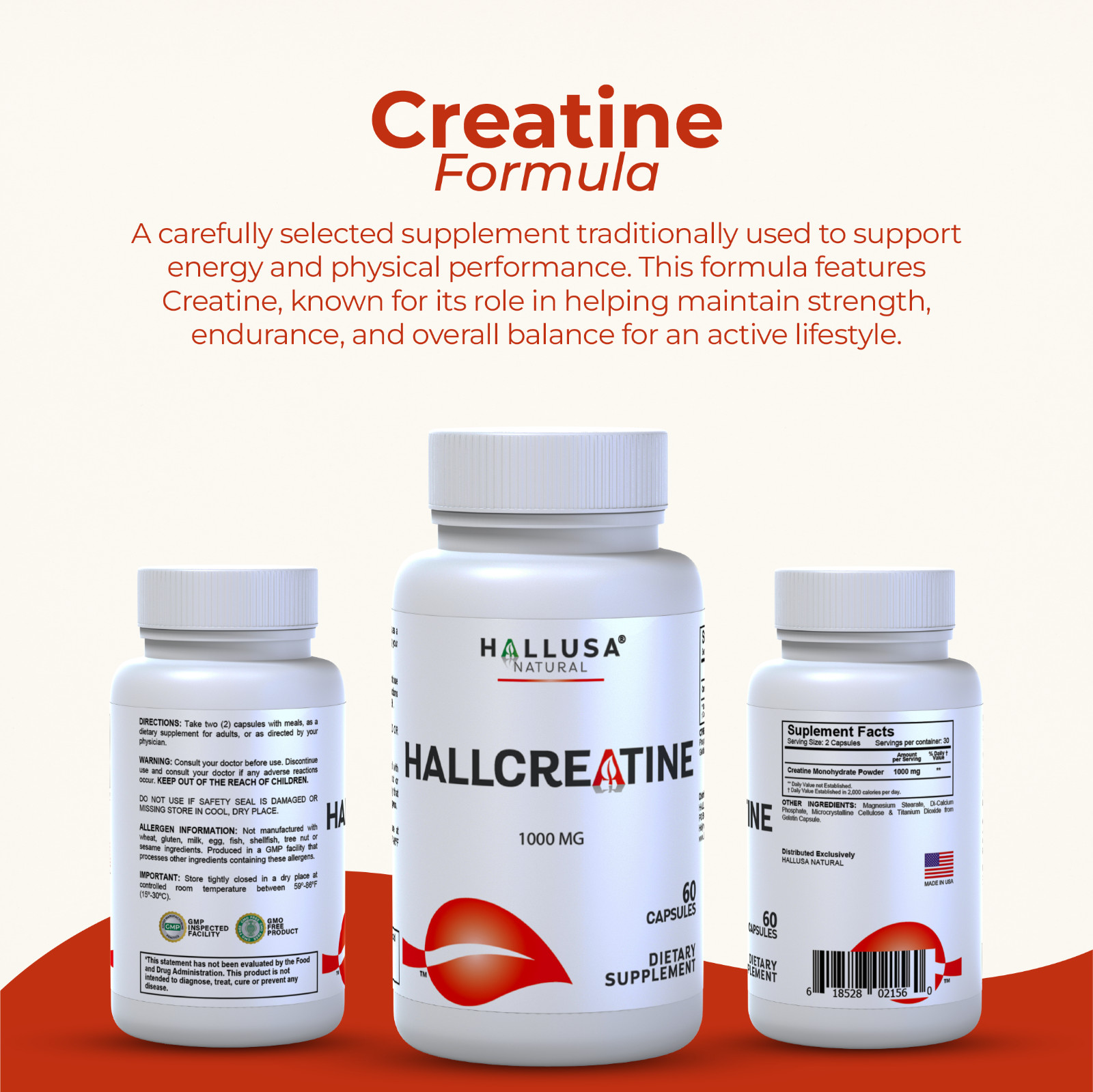 CREATINE Monohydrate – Gym Supplement – 60 Cap – Exp 05/25