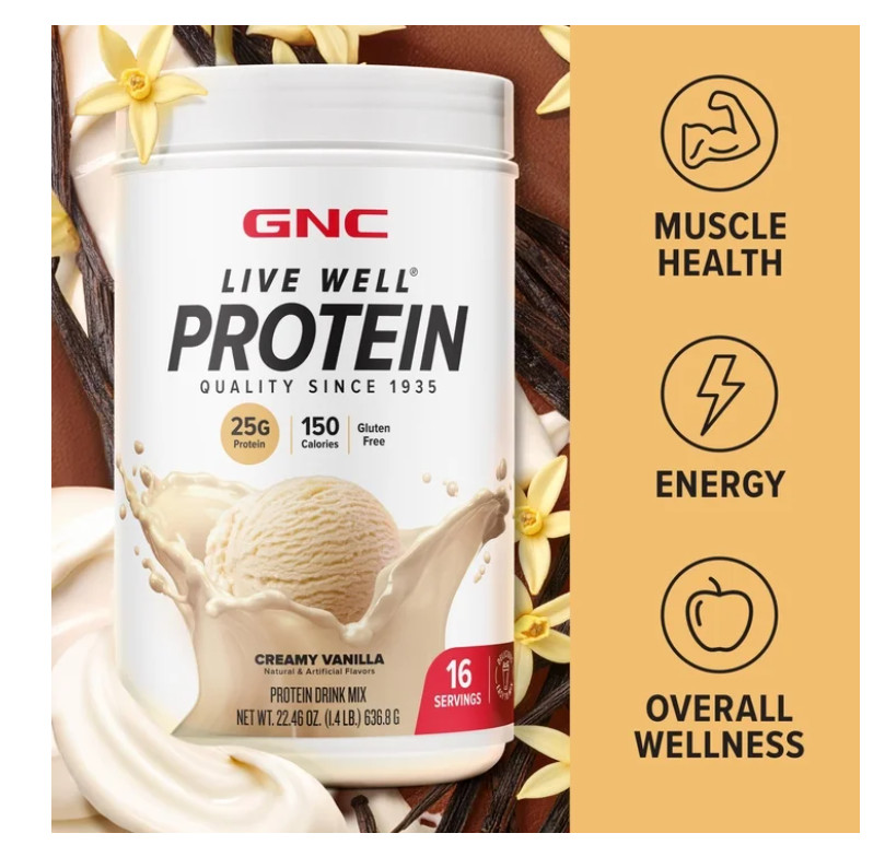 GNC Whey Protein Creamy Vanilla 16 Servings 25g Protein