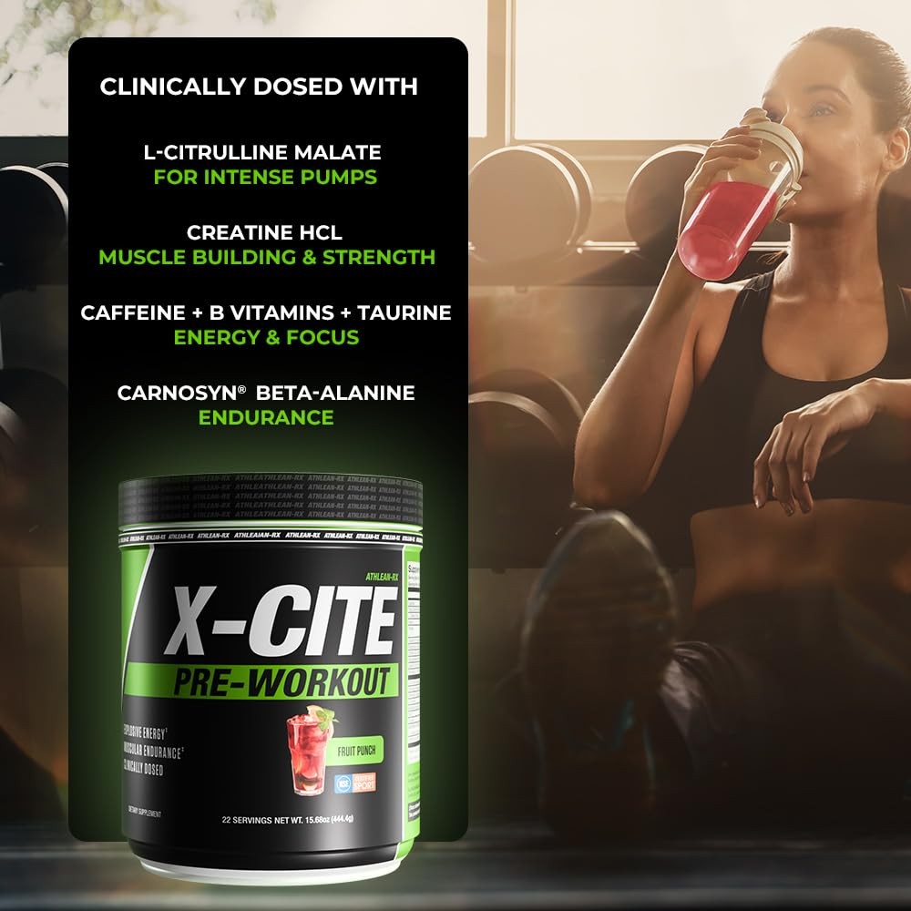 X-CITE Pre-Workout by ATHLEAN-X – Enhanced Formula 15.61 Ounce (Pack of 1)