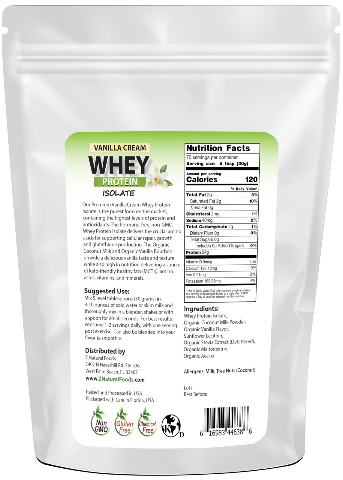 Z Natural Foods Vanilla Cream Whey Protein Isolate Nutrition-Rich Flavorful P…