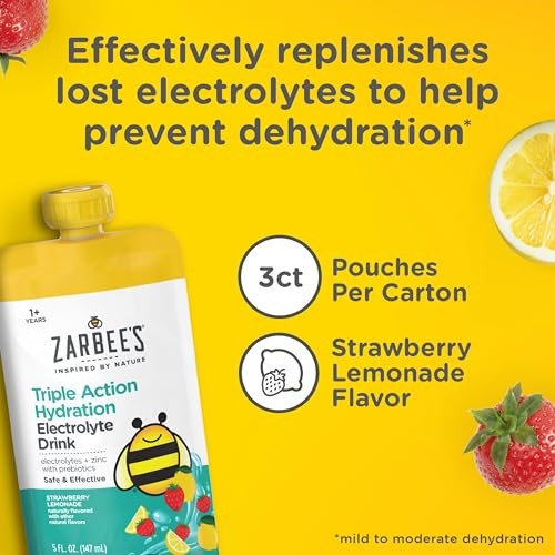 Zarbee’s Triple Action Hydration 5 Fl Oz (Pack of 3) Strawberry Lemonade