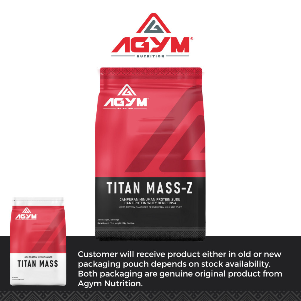 2X AGYM Nutrition TITAN MASS-Z Sport Nutrition Weight Mass Gainer 2kg -DHL