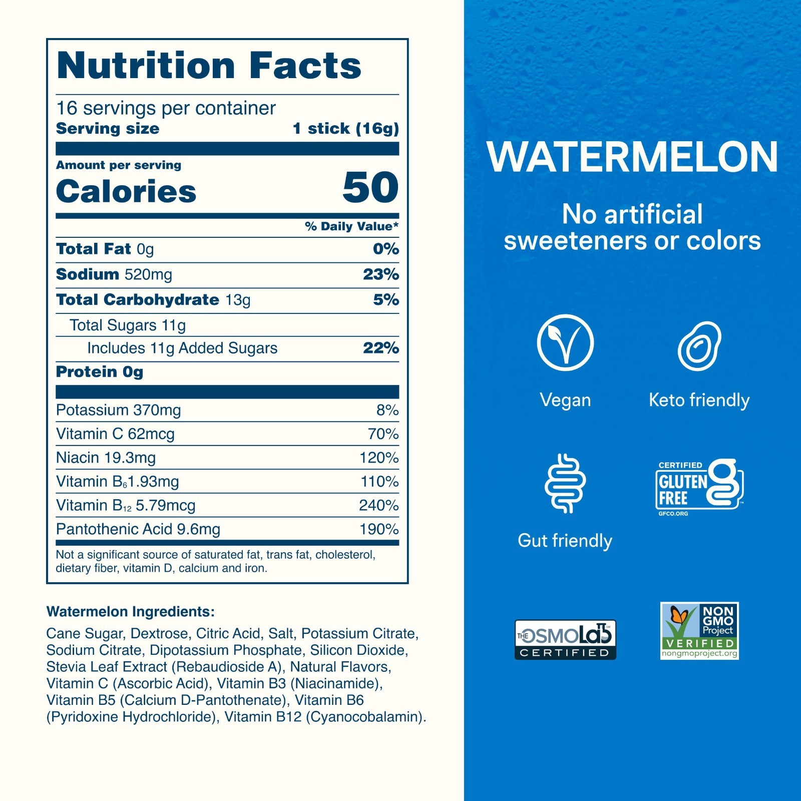 Electrolyte Hydration Powder, Watermelon Flavor, 16 Pack – Instant Drink Mix