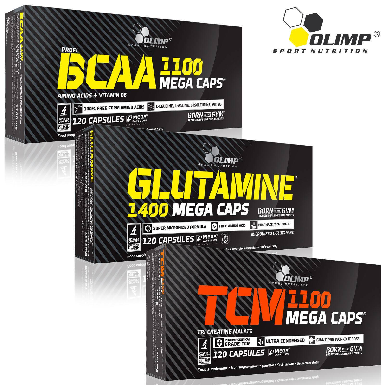 BCAA + Glutamine + TCM Tri Creatine Malate 90/180Caps Muscle Mass Builder Pills