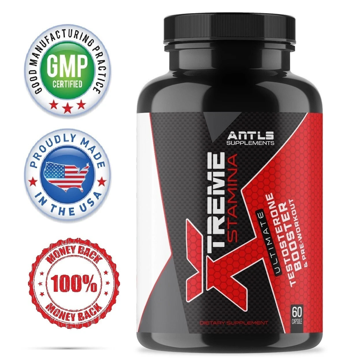 Testosterone Booster Pre Workout Nitric Oxide L arginine Men’s Antls – Pack of 5