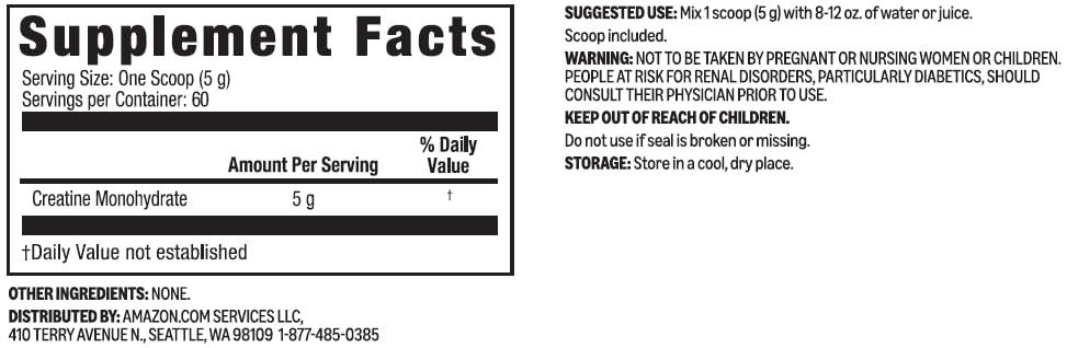 Amazon Basics Creatine Monohydrate Powder, 10.58 oz, Ounce (Pack of 1)