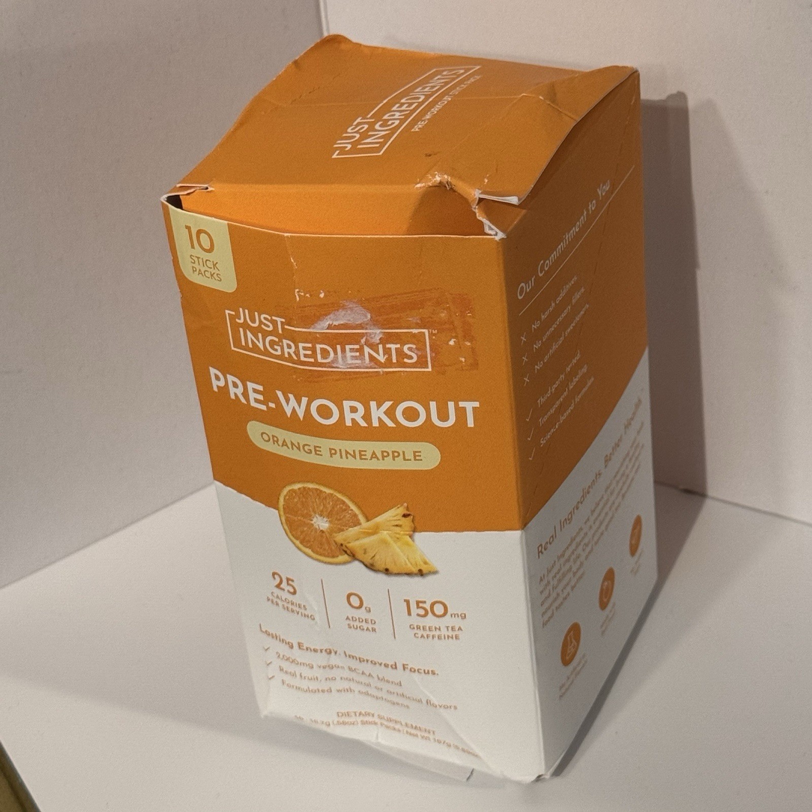 3x Just Ingredients Pre-Workout Drink Packet Orange Pineapple 10 Sticks Ea 12/27