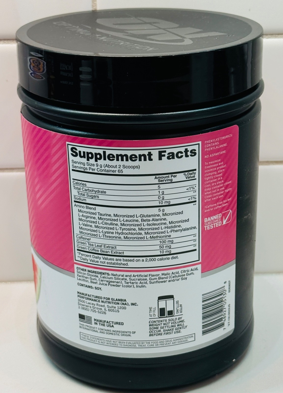Optimum Nutrition Essential Amino Energy Supplement Watermelon 65 Servings