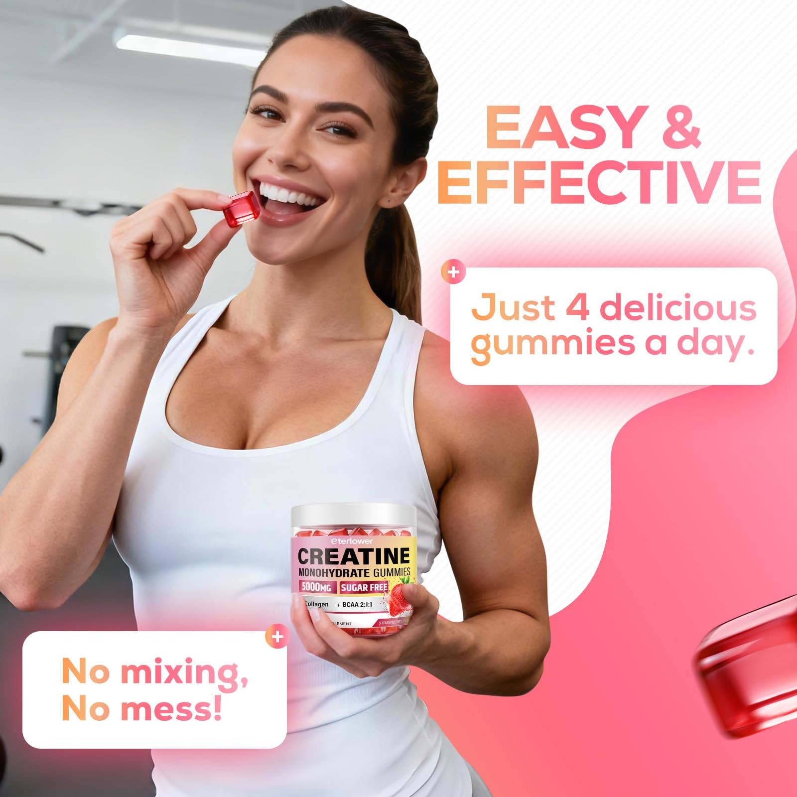 eterlower Creatine Monohydrate Gummies, 5g Creatine Gummies for Women & Men.P…