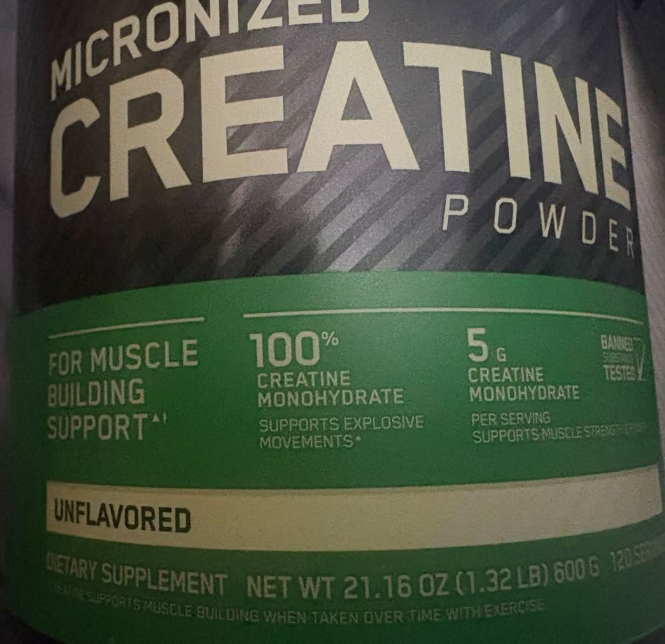 Optimum Nutrition Creatine Powder – Unflavored (600 Gram) 21.16 OZ 120 SERVINGS
