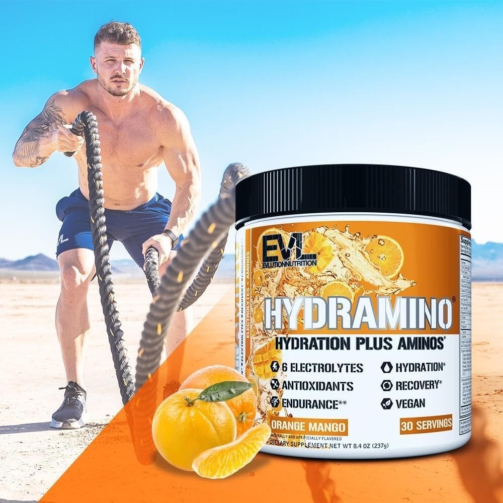 EVL HYDRAMINO Hyudration Electrolytes, 8.4 oz – Orange Mango – New (sealed)