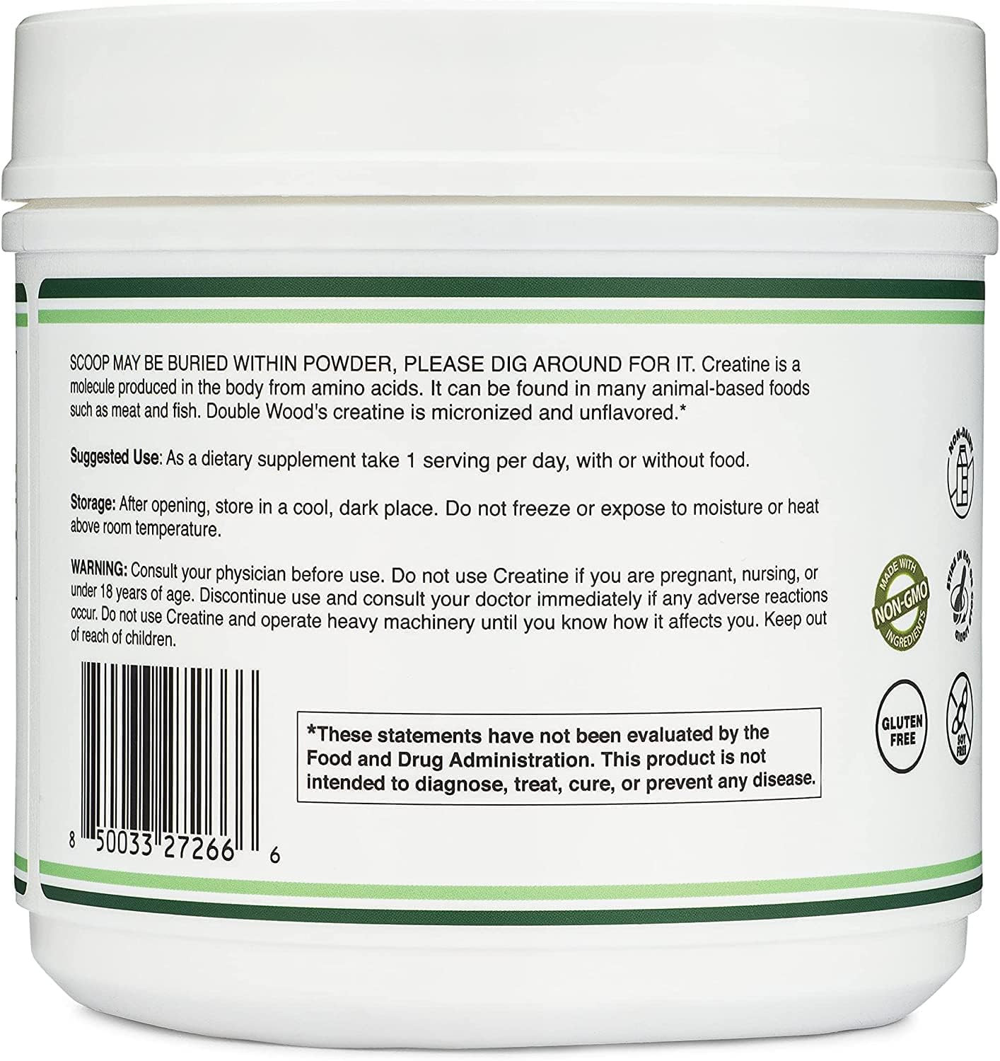 Creatine Monohydrate Powder 1.1Lbs (100 Servings of 5 Grams Each) – No Filler…