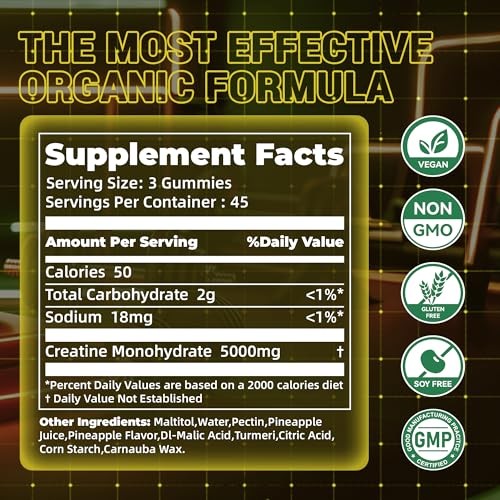 Creatine Monohydrate Gummies 5g 135 Count Muscle Strength