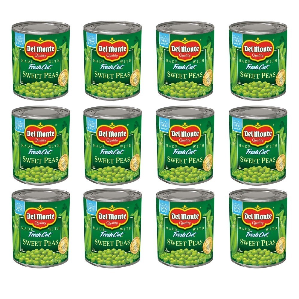 Canned Sweet Peas, 12 Pack of 8.5 oz Cans, Vegetables, Non-GMO, Great Value