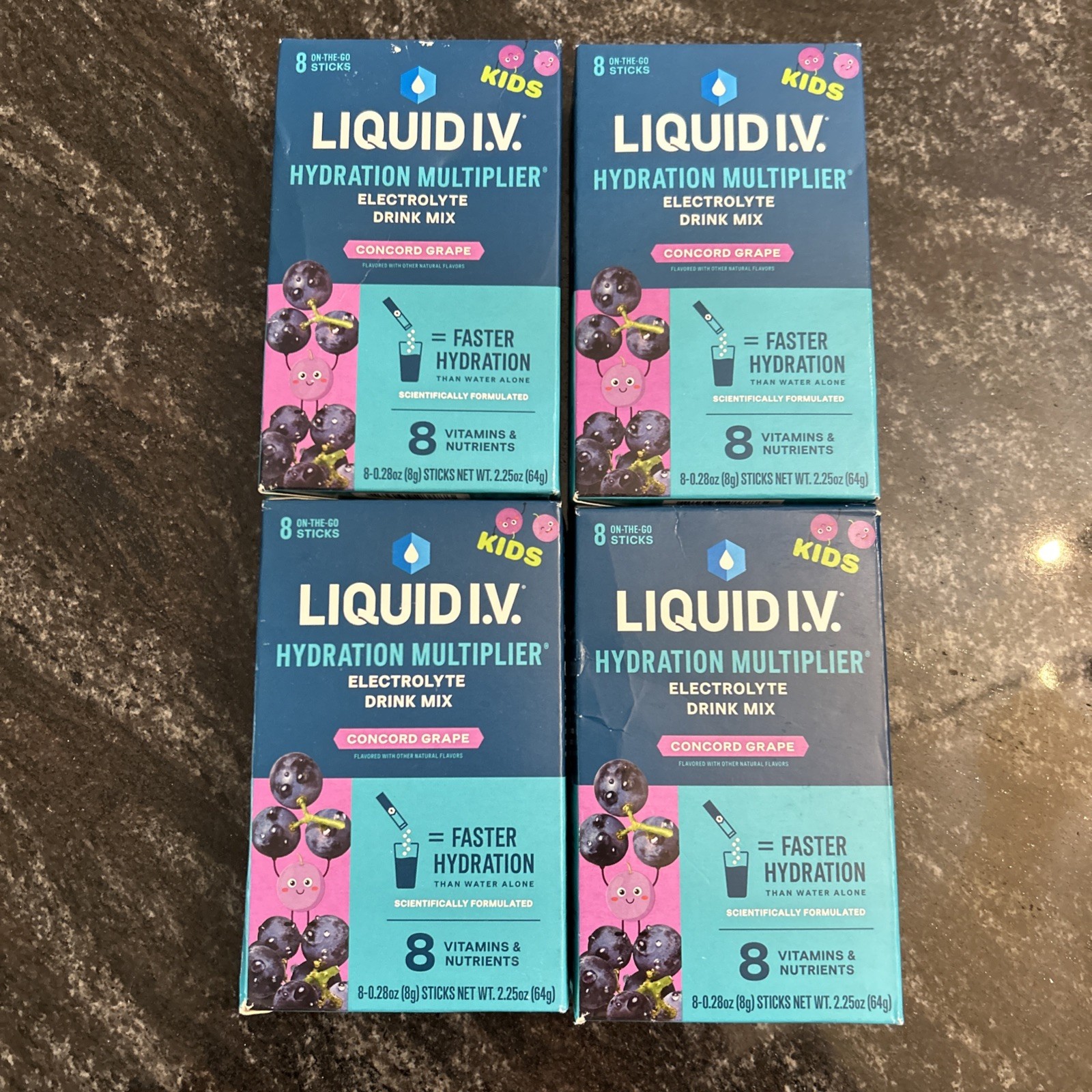 32 Sticks LIQUID IV Concord Grape Kids Hydration Mix 8 Ct 0.28oz exp 9/27/2026+