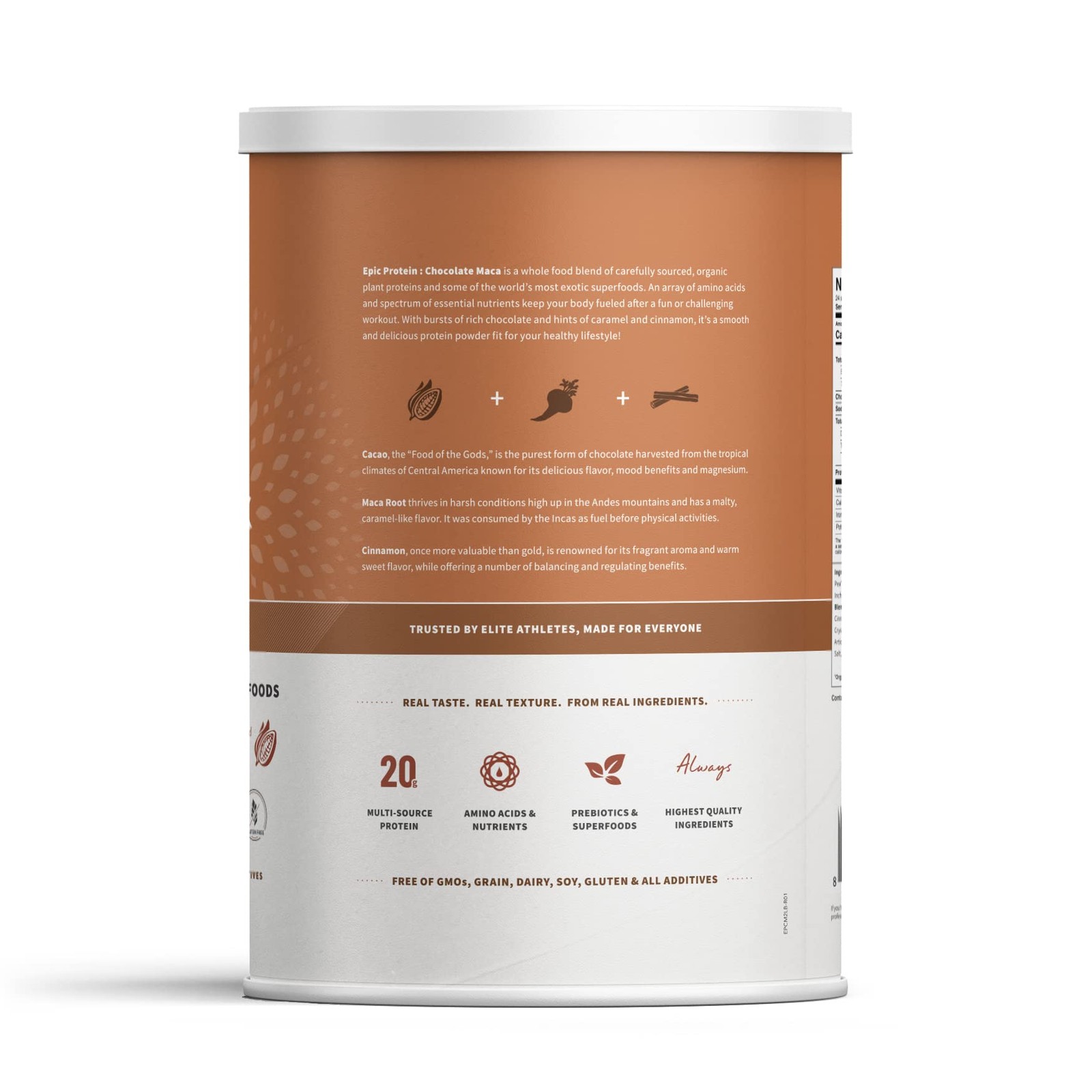 Sprout Living Epic Protein Powder, Chocolate Maca, Plant Based, Superfoods, 2lb