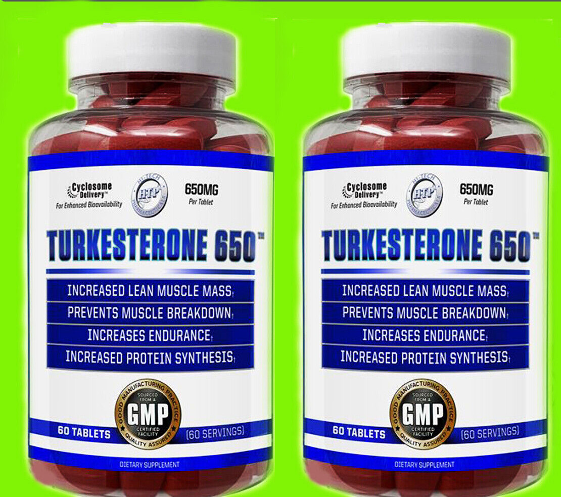2 Bottles Hi-Tech Pharmaceuticals Turkesterone 650 60 tablets each bottle