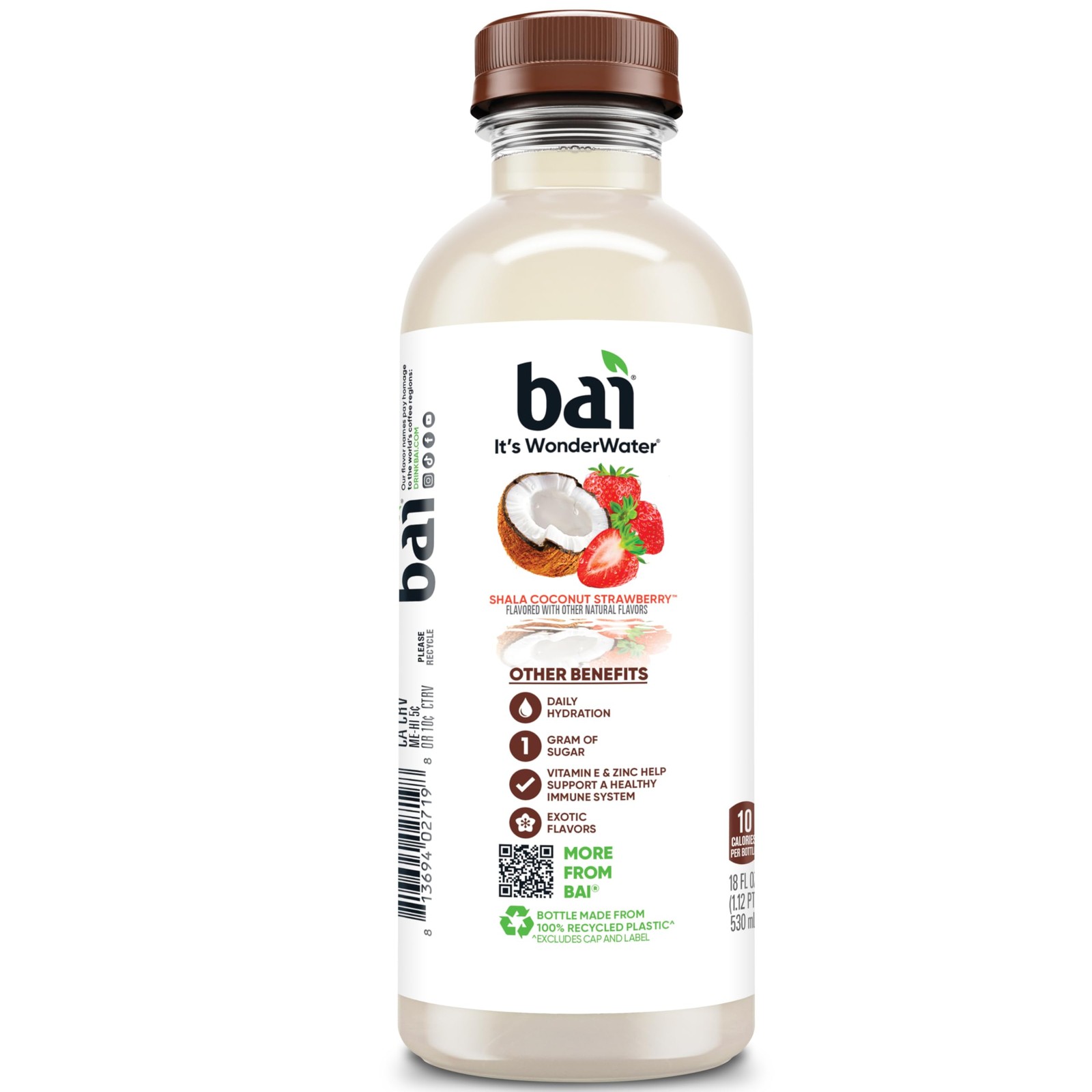 Antioxidant Infused Water Coconut Strawberry 18oz Bottle 12 Pack Beverage