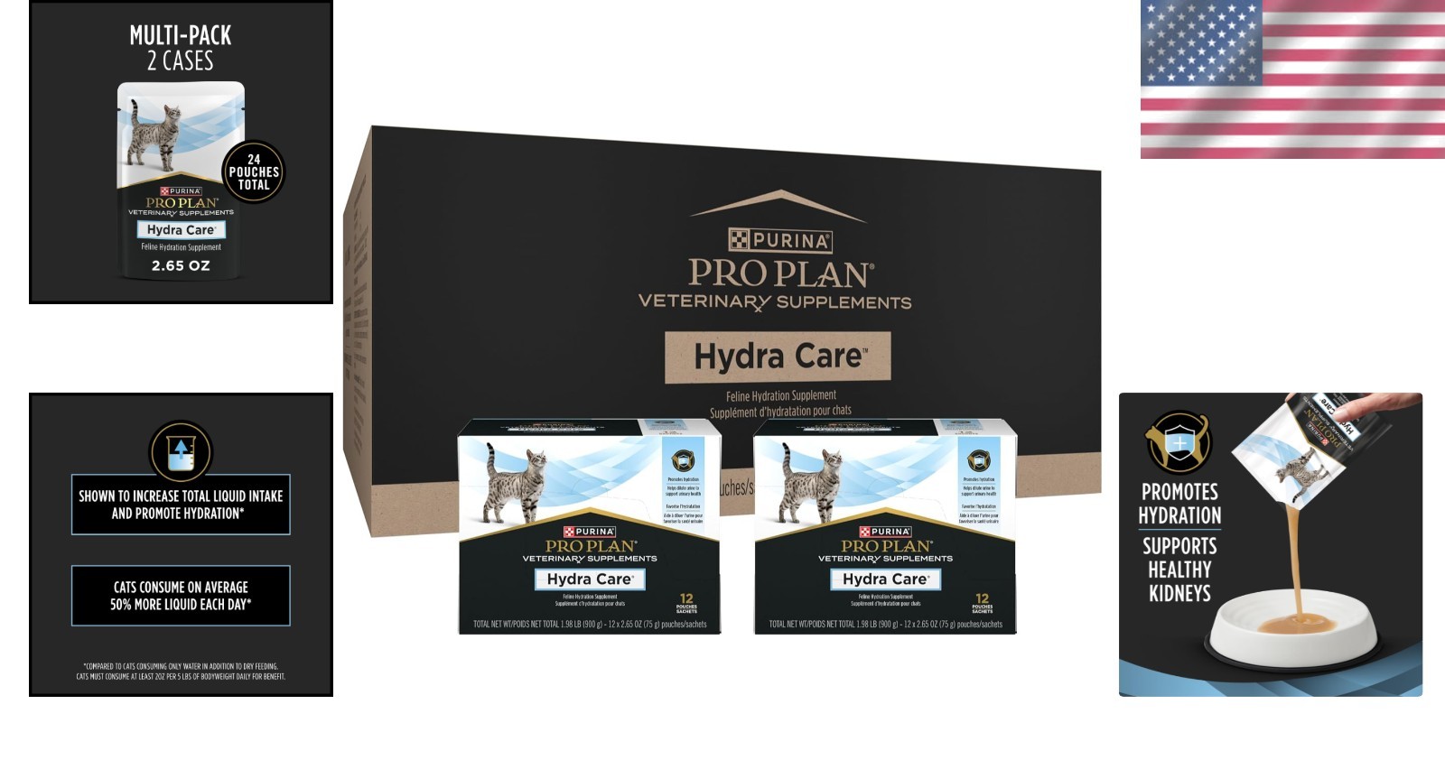 Hydration Cat Supplements – 24 Pouches of Pro Plan Veterinary Hydra Care 2.65 oz