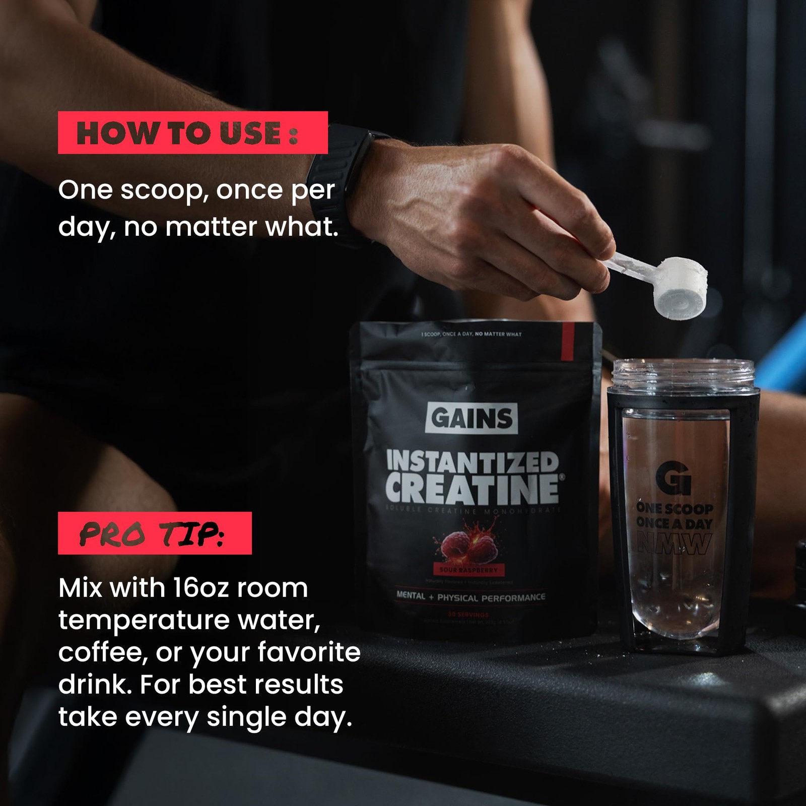 Gains in Bulk Instantized Creatine Monohydrate for Men & Women, Soluble Pre W…