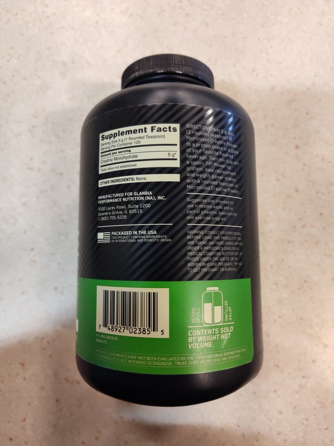 Optimum Nutrition Creatine Powder – Unflavored (600 Gram)