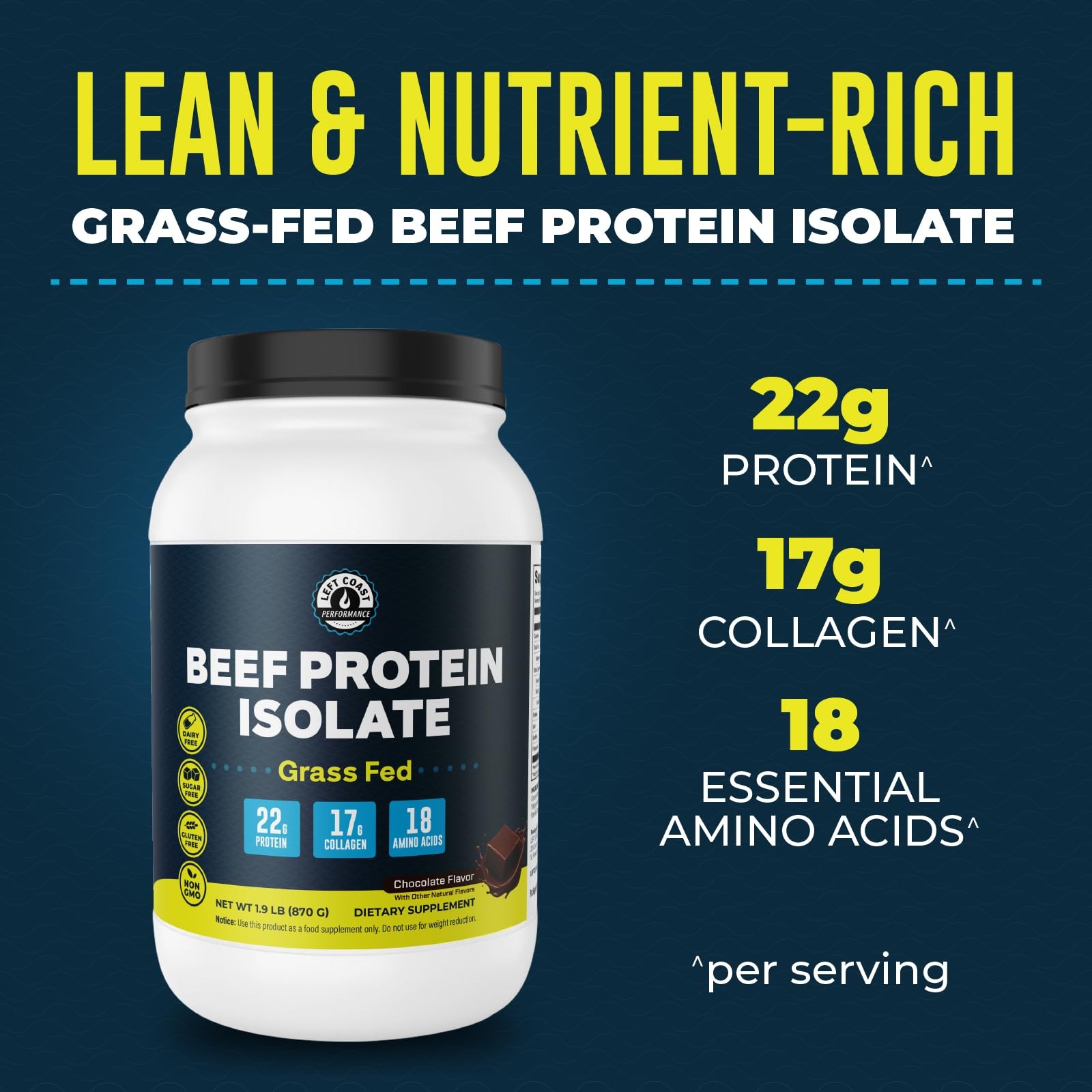 Grass Fed Beef Protein Powder – 22g Protein, 17g Collagen, 18 Amino Acids, No…