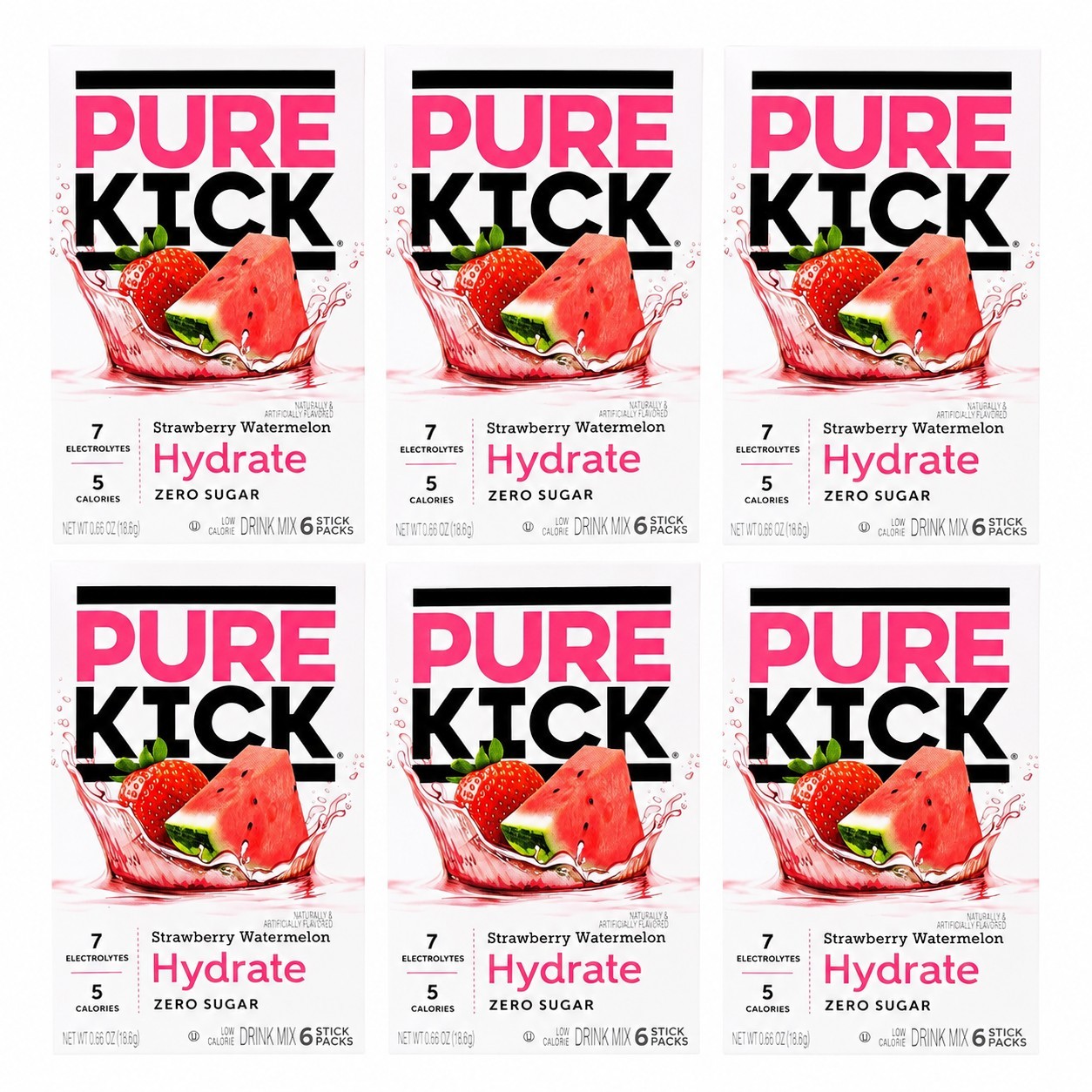 PURE KICK Hydrate Zero Sugar Electrolyte Drink Mix Strawberry Watermelon 36…