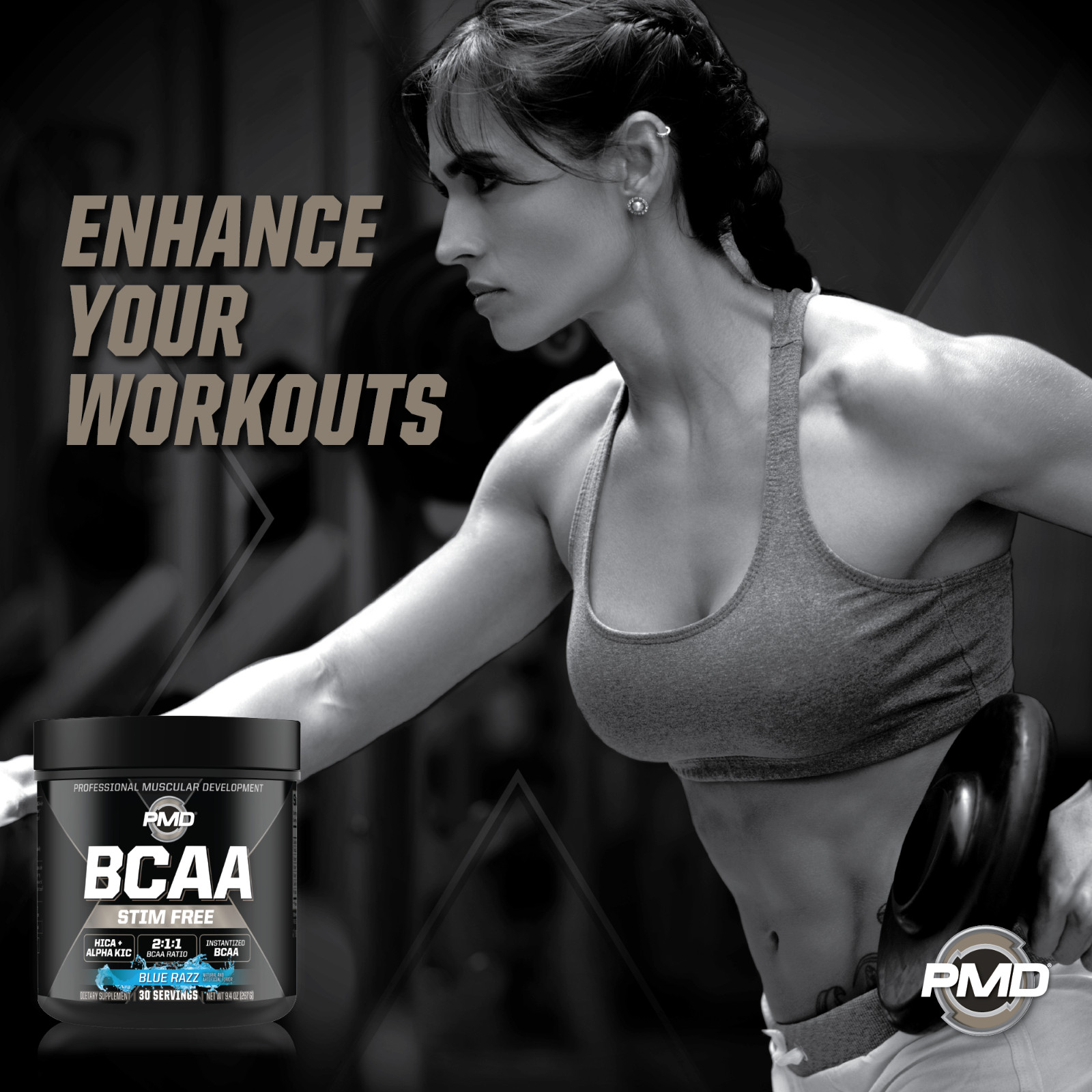 PMD BCAA Stim Free Amino Acids for Performance & Recovery – Blue Razz (30 Serve)