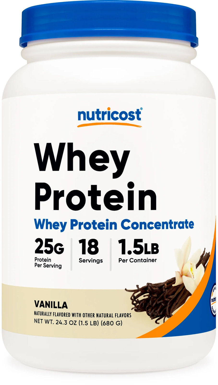 Whey Protein Concentrate (1.5 Pounds, Vanilla) – 25 Grams of Protein Powder per
