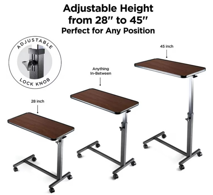 Mesa Ajustable para Cama con Ruedas Mesa Hospitalaria para Hogar y Oficina,Nuevo