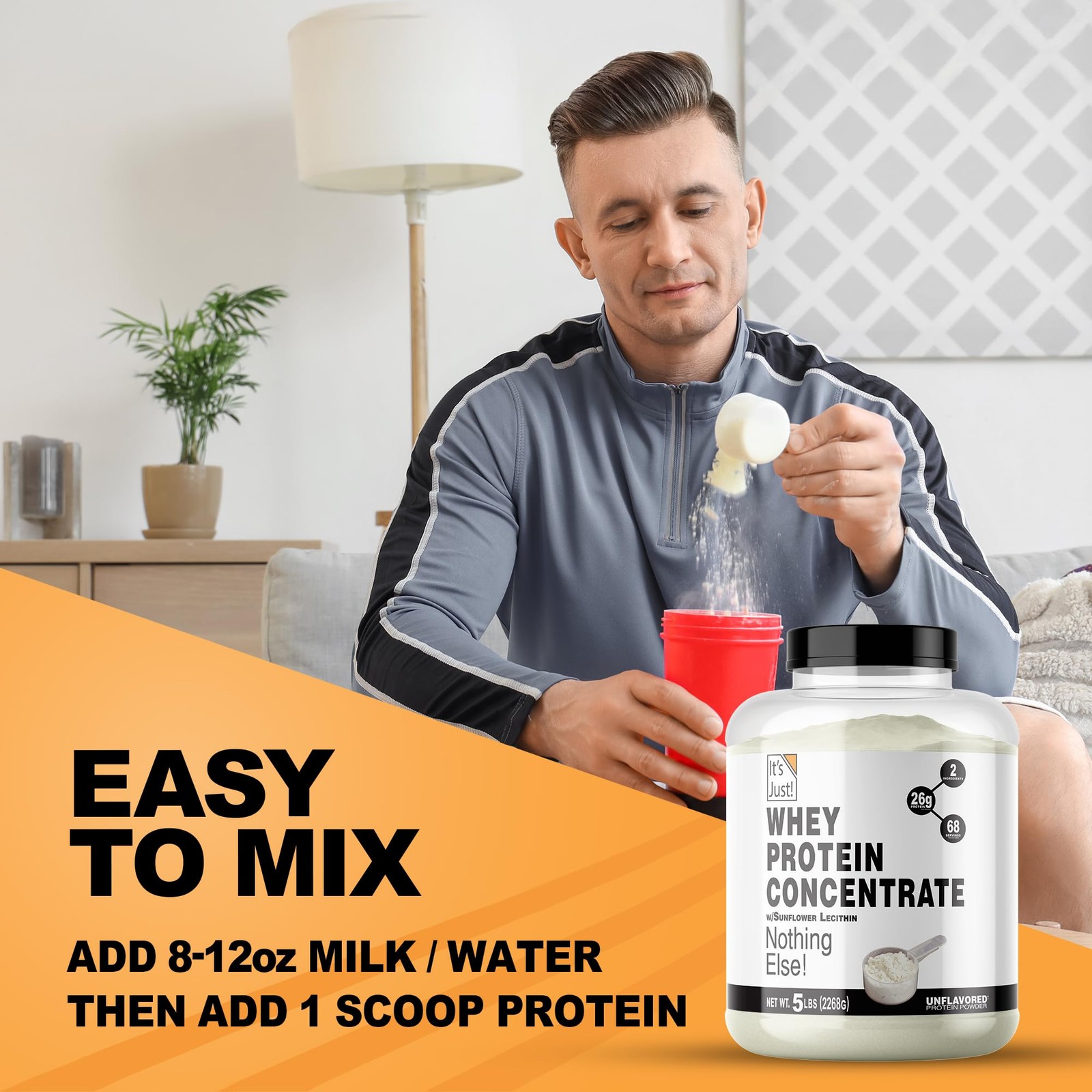 Its Just – 100 Whey Protein Concentrate, Made in USA, Premium WPC-80, No