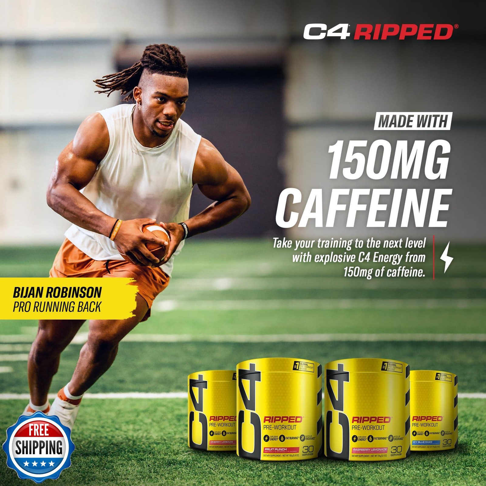 Cellucor C4 Ripped Pre Workout Powder for Energy, Beta Alanine, Sugar Free En