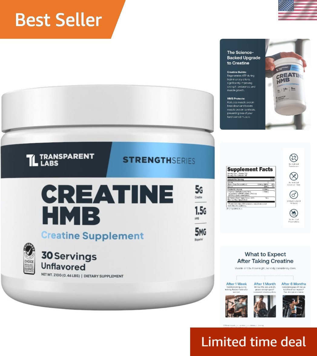 Creatine HMB Powder – Unflavored Muscle Growth Supplement for Peak Performance