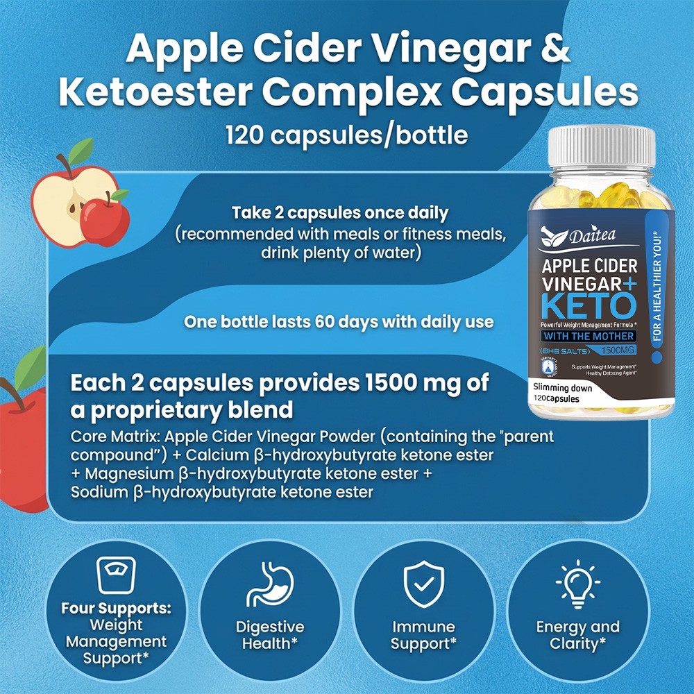 Keto Slim 1500 Mg Apple Cider Vinegar ACV Weight Loss Capsules 30 To120Capsules