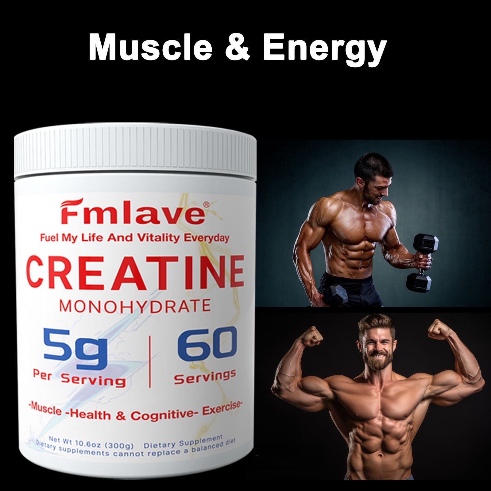 Creatine Monohydrate Powder Pure Micronized Creatine Muscle Recovery + Builder