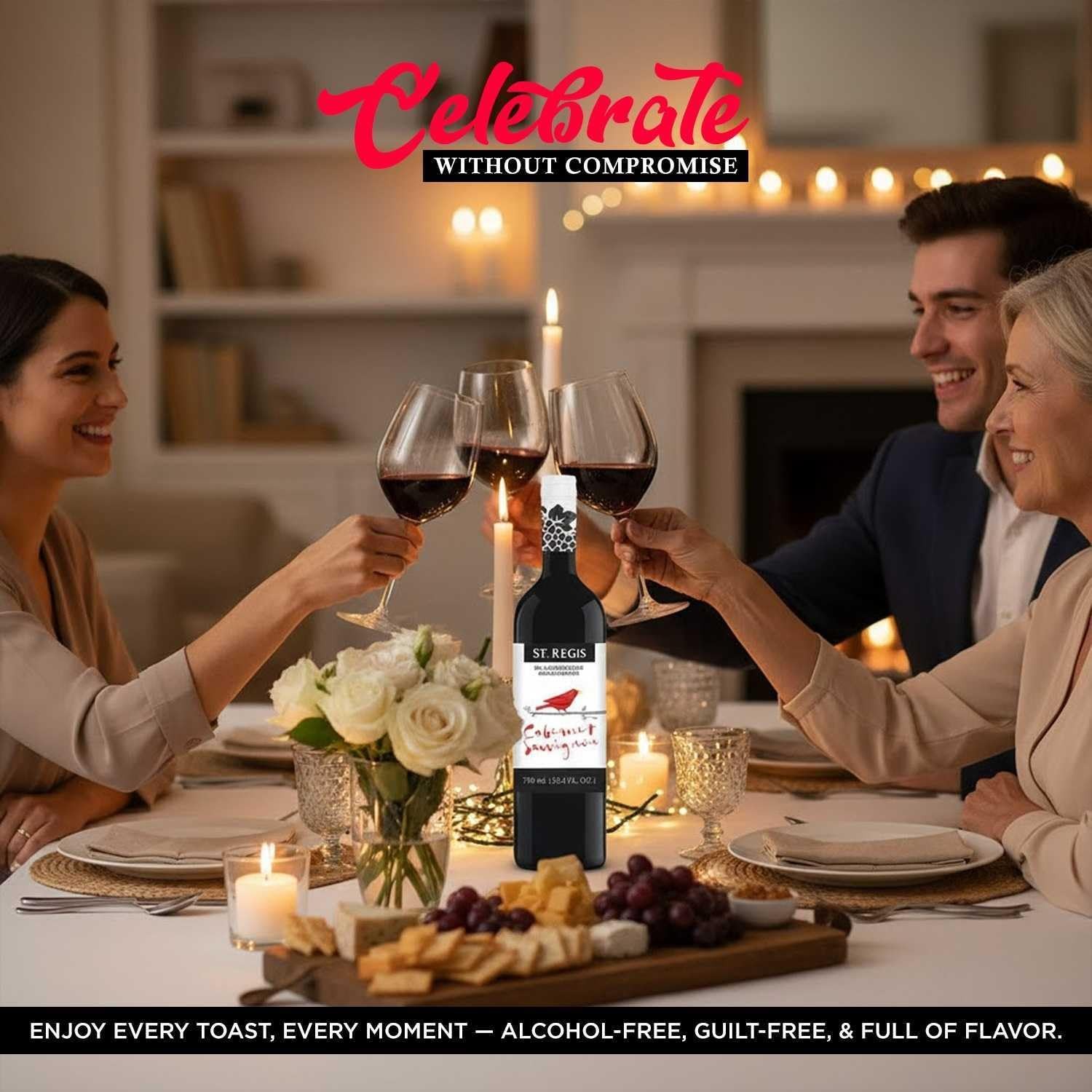 De-Alcoholized Cabernet Sauvignon Wine Bottle 25.4 Fl Oz (1 Pack) – Low Calorie