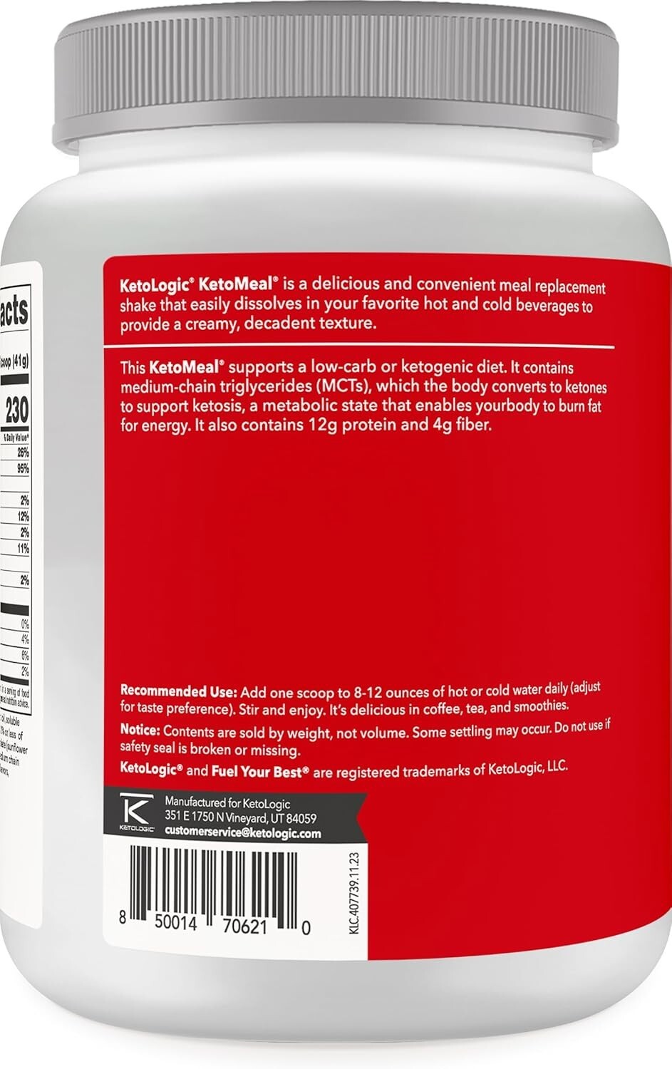 Keto Meal Replacement Shake Powder for Optimal Results + MCT Oil + Grass-Fed Whe