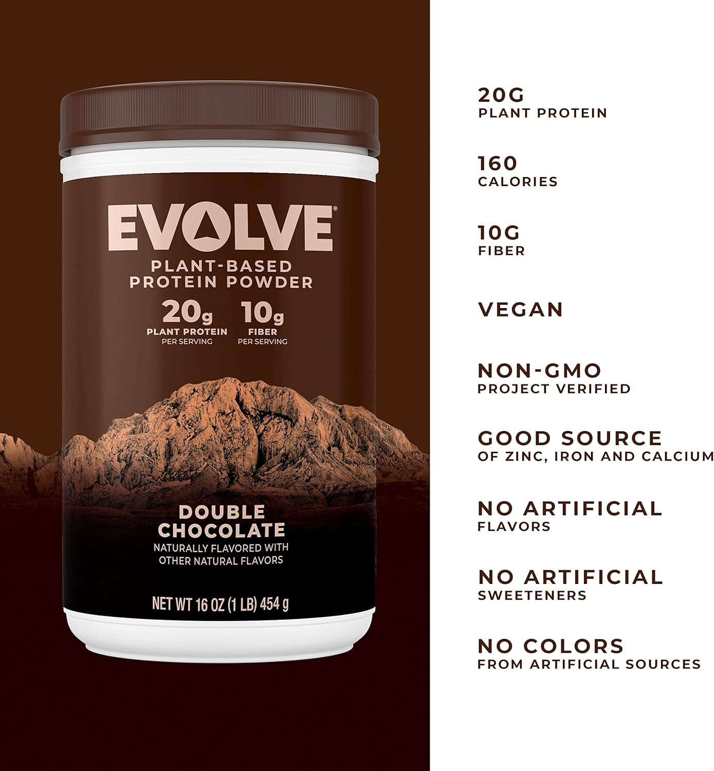 Protein Powder, Classic Chocolate, 20G Protein,10G Fiber, 1 Lb