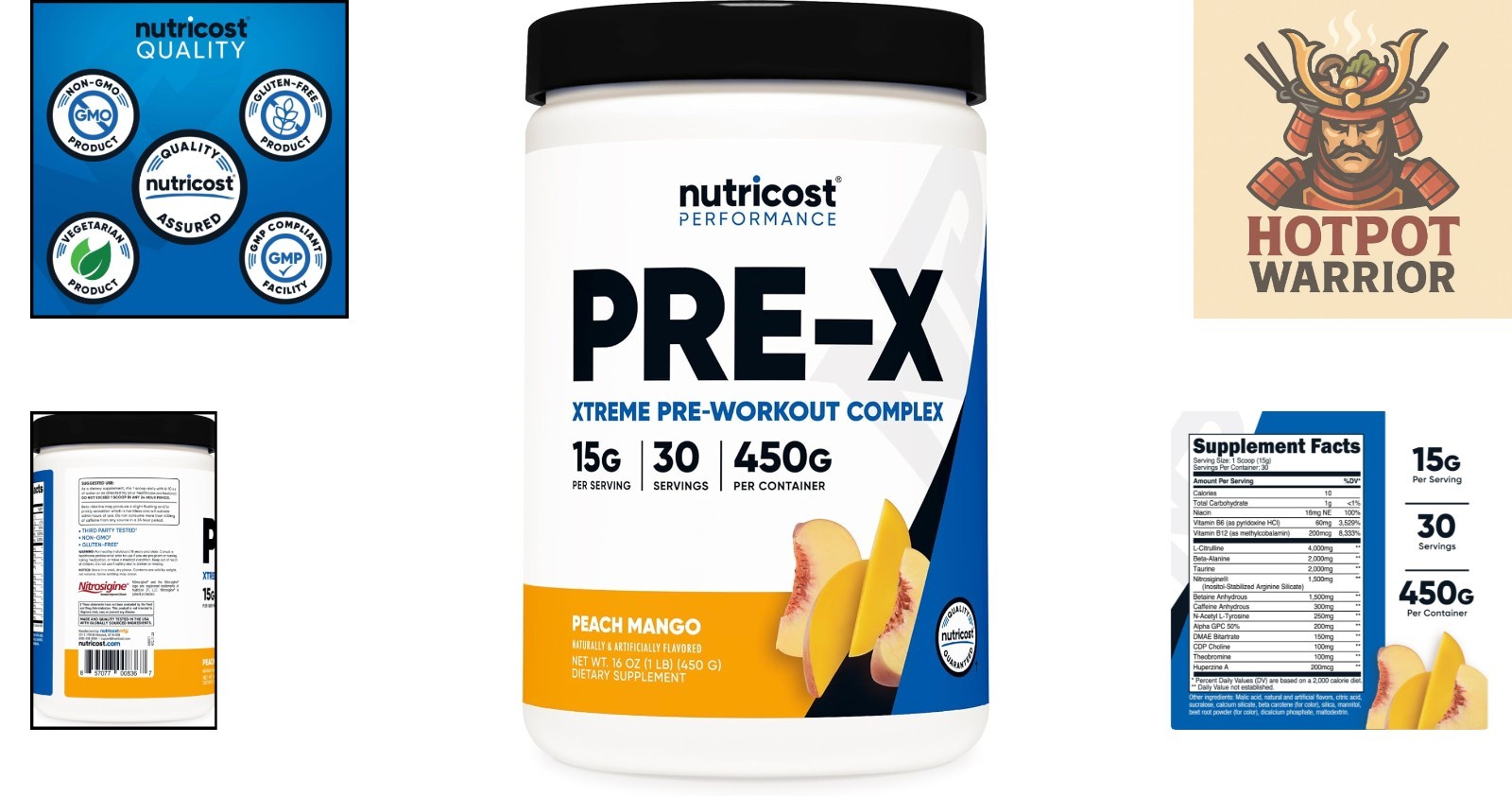 15.9 Oz Peach Mango Pre-Workout Powder – Vegetarian Energy Booster, 30 Servings