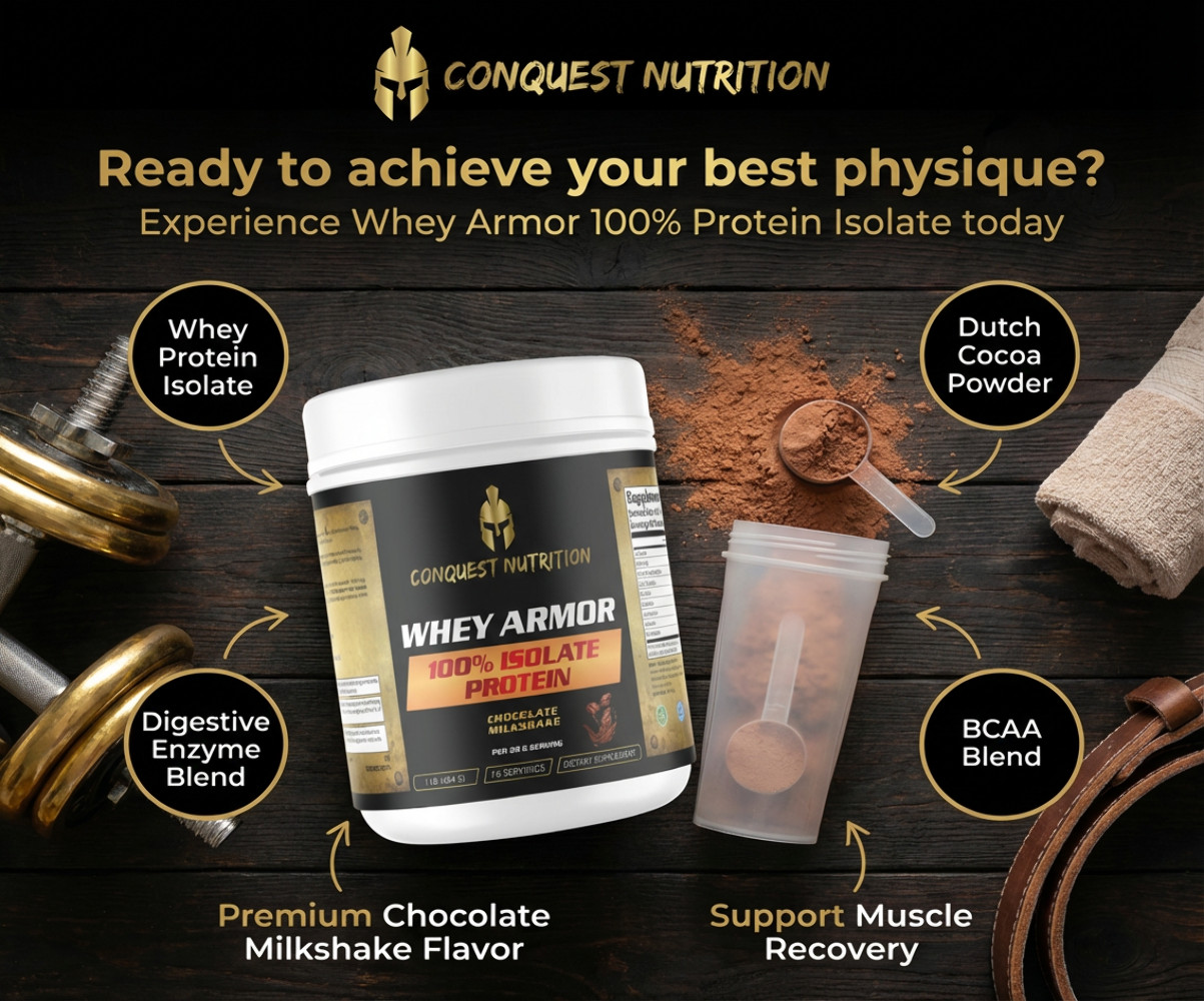 Conquest Whey Armor 100% Whey Isolate Chocolate 1lb Protein Powder Recovery