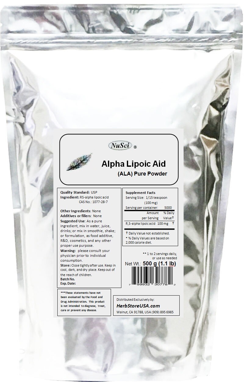 NuSci Alpha Lipoic Acid ALA 50g (1.76oz) Powder Pure Skincare antioxidant