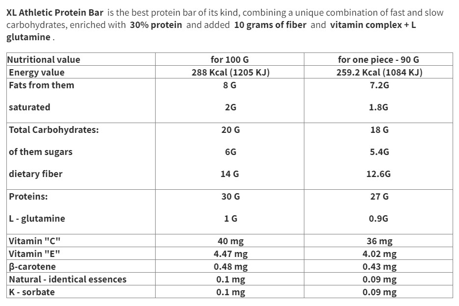 ATHLETIC XL PROTEIN BAR 90g – Box of 8 Bars Chocolate with Apricot