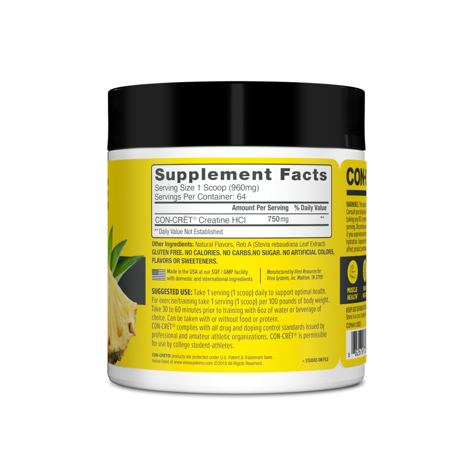 CON CR T Creatine HCl 64 Servings Muscle Health Energy Cognitive Support